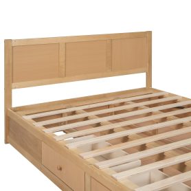 Wood Queen Size Platform Bed With Underneath Storage And 2 Drawers
