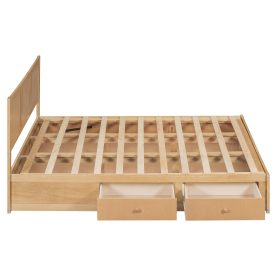 Wood Queen Size Platform Bed With Underneath Storage And 2 Drawers