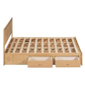 Wood Full Size Platform Bed With Underneath Storage And 2 Drawers