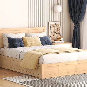 Wood Full Size Platform Bed With Underneath Storage And 2 Drawers
