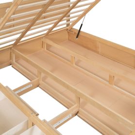 Wood Queen Size Platform Bed With Underneath Storage And 2 Drawers