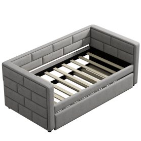 Upholstered Twin Size Daybed With Trundle and Padded Back