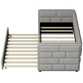 Upholstered Twin Size Daybed With Trundle and Padded Back