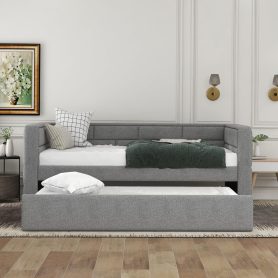 Upholstered Twin Size Daybed With Trundle and Padded Back