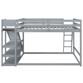 Full Over Full Bunk Bed With Ladder, Slide And Shelves