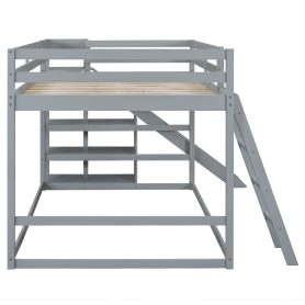Full Over Full Bunk Bed With Ladder, Slide And Shelves