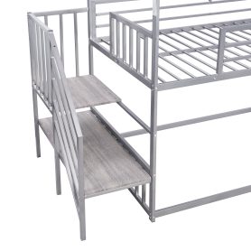 House Shape Twin Over Twin Metal Bunk Bed With Slide And Staircase