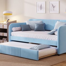 Upholstered Twin Size Sofa Bed With Trundle Bed And Wood Slat 28 Upholstered Twin Size Sofa Bed With Trundle Bed And Wood Slat