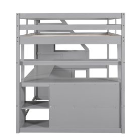 Full Size Loft Bed With Desk And Shelves, Two Built-in Drawers, Storage Staircase 32 Full Size Loft Bed With Desk And Shelves, Two Built-in Drawers, Storage Staircase
