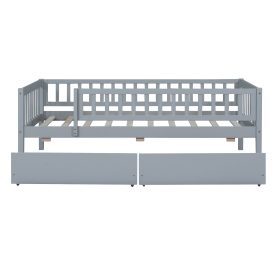 Wooden Twin Size Daybed With Two Drawers