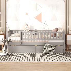 Wooden Full Size Daybed With Two Drawers