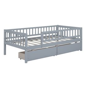 Wooden Twin Size Daybed With Two Drawers