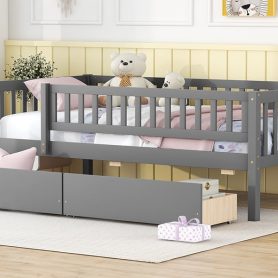 Wooden Twin Size Daybed With Two Drawers