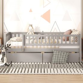 Wooden Full Size Daybed With Two Drawers