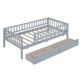 Wooden Twin Size Daybed With Two Drawers