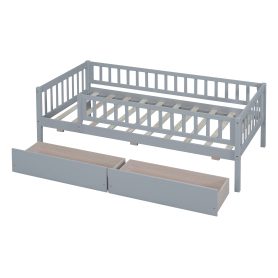 Wooden Twin Size Daybed With Two Drawers