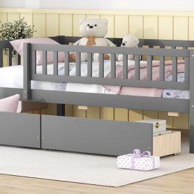Wooden Twin Size Daybed With Two Drawers