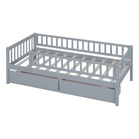 Wooden Twin Size Daybed With Two Drawers