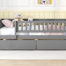 Wooden Twin Size Daybed With Two Drawers