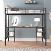 Metal Twin Size Loft Bed With Table
