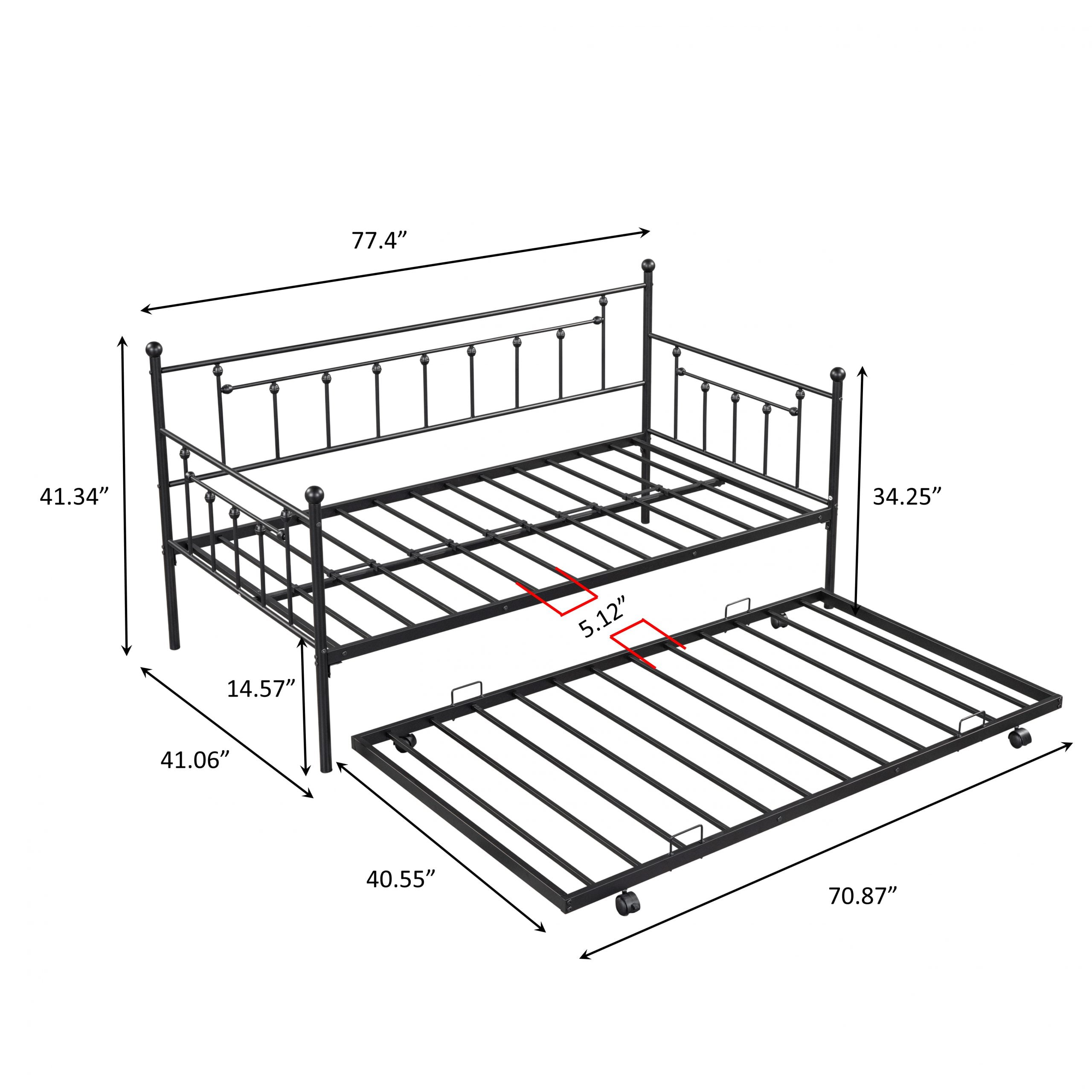 Metal Twin Size Daybed With Trundle