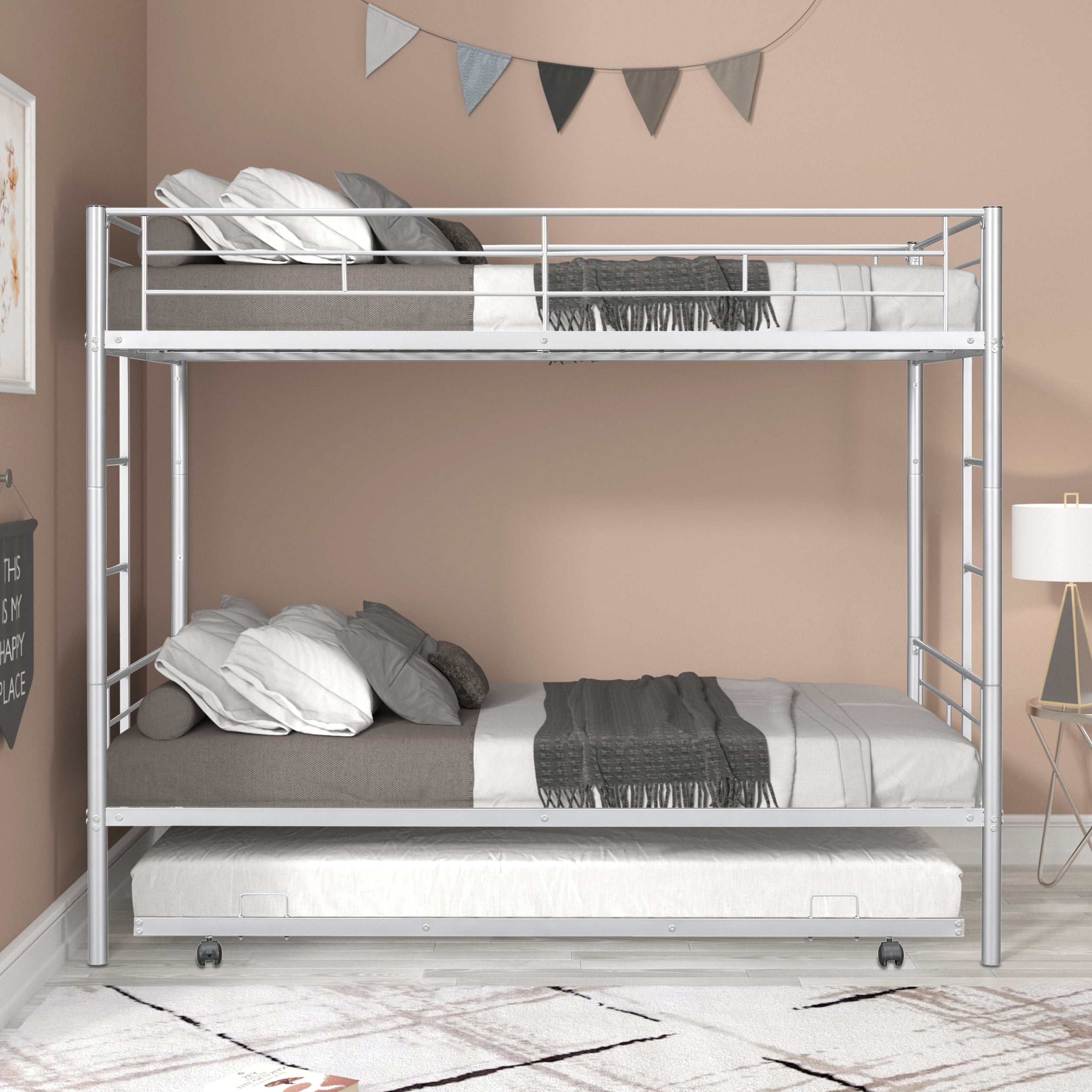 Metal Twin Over Twin Bunk Beds With Trundle