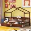Wooden Twin Size House Bed With Two Drawers