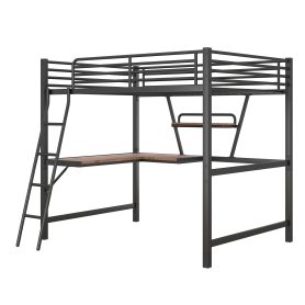 Metal & MDF Full Size Loft Bed With Desk And Shelf