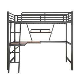 Metal & MDF Full Size Loft Bed With Desk And Shelf