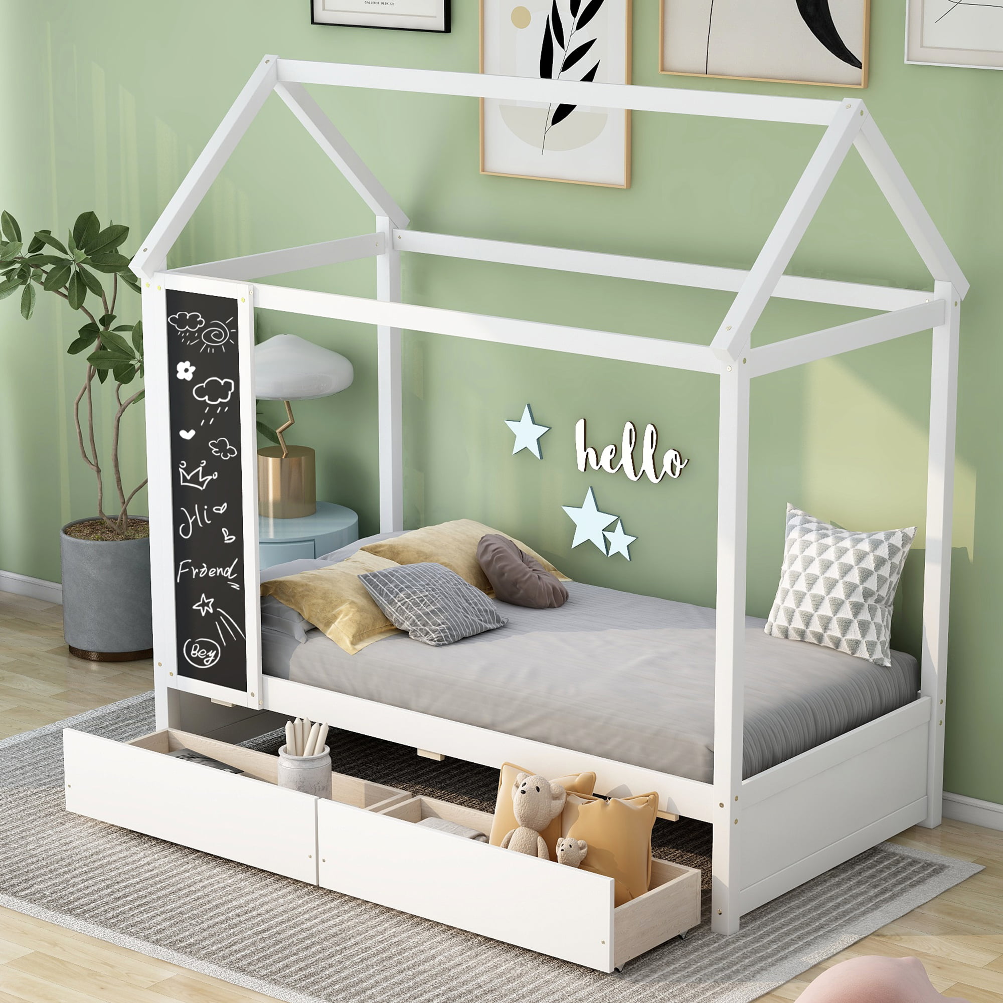 Assembly Instruction For WF303135AAK 8 Twin Size House Bed With Drawers And Blackboard