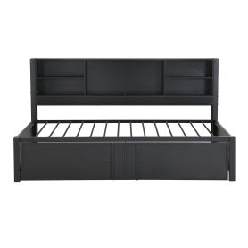 Twin Size Daybed with Twin Size Trundle, Storage Shelves and USB Ports