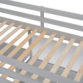 Wooden Twin Size Loft Bed With Shelves, Desk And Writing Board