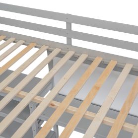 Wooden Full Size Loft Bed With Shelves, Desk And Writing Board