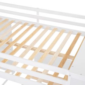 Full Size Loft Bed With A Twin Size Stand-Alone Bed, Shelves, Desk,and Wardrobe