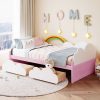 Twin Size Bed With Clouds And Rainbow Decor