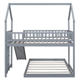 House Shape Twin Over Full Bunk Bed With Slide, Built-in Ladder And Full-Length Guardrail 26 House Shape Twin Over Full Bunk Bed With Slide, Built-in Ladder And Full-Length Guardrail
