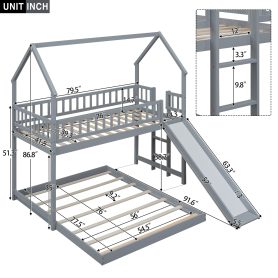 House Shape Twin Over Full Bunk Bed With Slide, Built-in Ladder And Full-Length Guardrail 20 House Shape Twin Over Full Bunk Bed With Slide, Built-in Ladder And Full-Length Guardrail