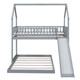 House Shape Twin Over Full Bunk Bed With Slide, Built-in Ladder And Full-Length Guardrail 27 House Shape Twin Over Full Bunk Bed With Slide, Built-in Ladder And Full-Length Guardrail