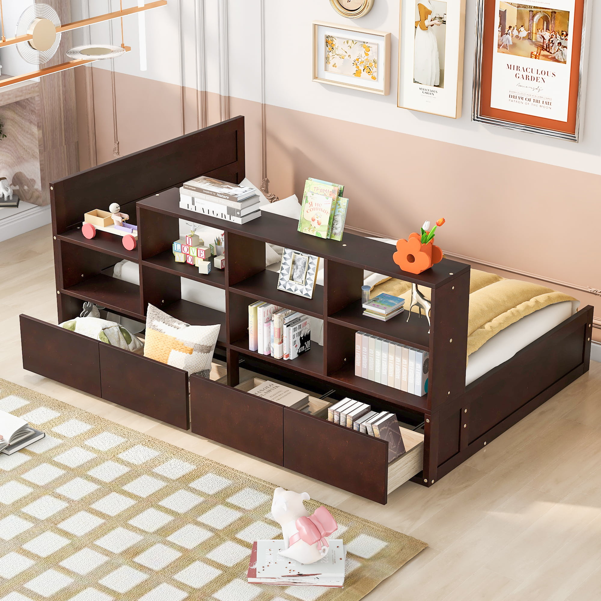 Assembly Instruction For GX000549AAP 2 Twin Size Platform Bed With Drawers And Shelves