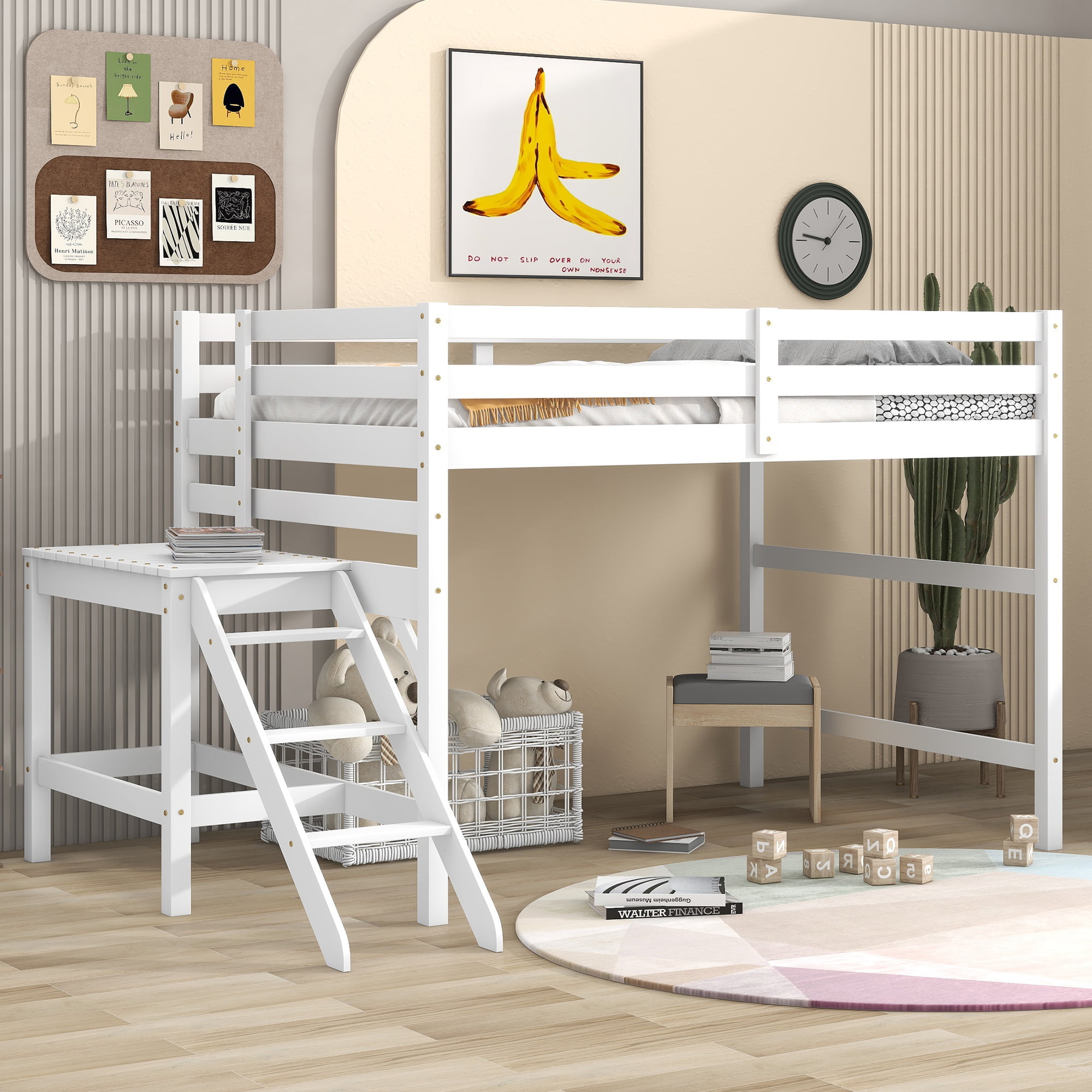 Full Size Loft Bed With Platform and Ladder