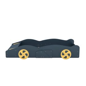 Twin Size Race Car-Shaped Platform Bed with Wheels and Storage