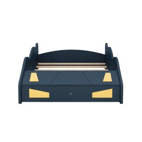 Twin Size Race Car-Shaped Platform Bed with Wheels and Storage