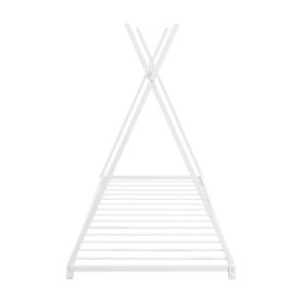 Metal Twin Size House Platform Bed with Triangle Structure