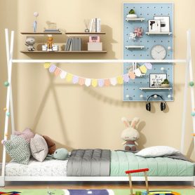 Metal Twin Size House Platform Bed with Triangle Structure