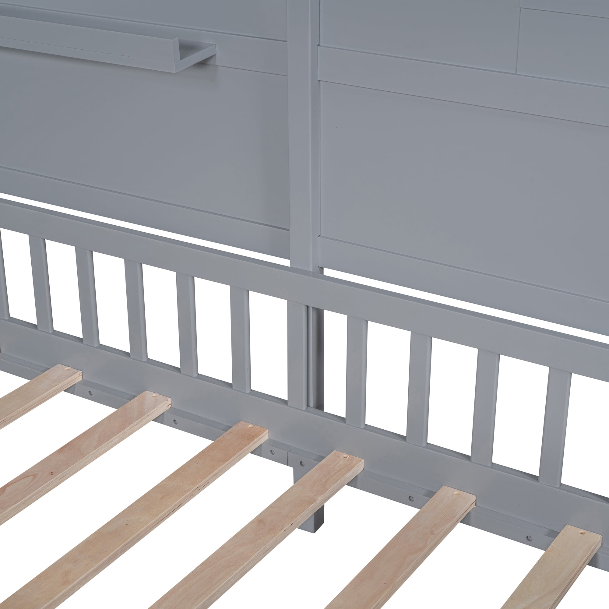 Twin Size House Bed With Shelves, Window And Sparkling Light Strip On The Roof 12 Twin Size House Bed With Shelves, Window And Sparkling Light Strip On The Roof