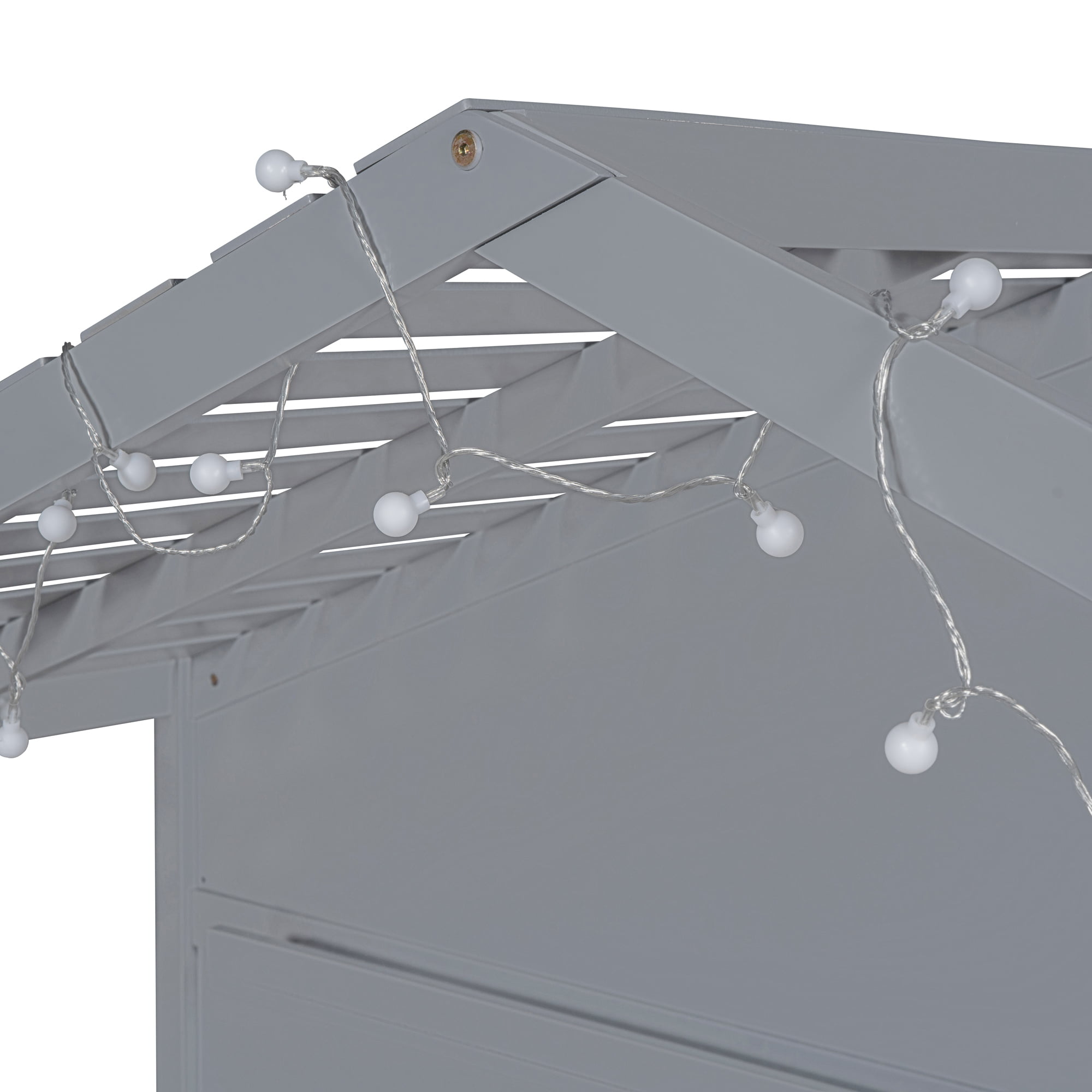 Twin Size House Bed With Shelves, Window And Sparkling Light Strip On The Roof 9 Twin Size House Bed With Shelves, Window And Sparkling Light Strip On The Roof