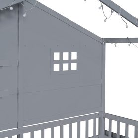 Twin Size House Bed With Shelves, Window And Sparkling Light Strip On The Roof 23 Twin Size House Bed With Shelves, Window And Sparkling Light Strip On The Roof