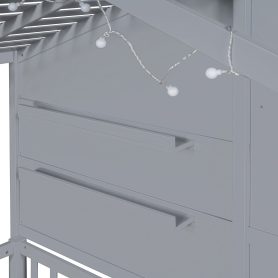 Twin Size House Bed With Shelves, Window And Sparkling Light Strip On The Roof 22 Twin Size House Bed With Shelves, Window And Sparkling Light Strip On The Roof