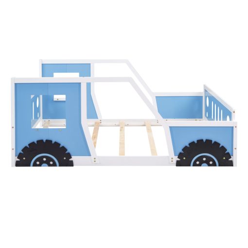 Full Size Classic Car-Shaped Platform Bed with Wheels
