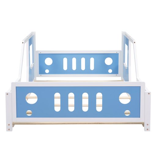 Full Size Classic Car-Shaped Platform Bed with Wheels